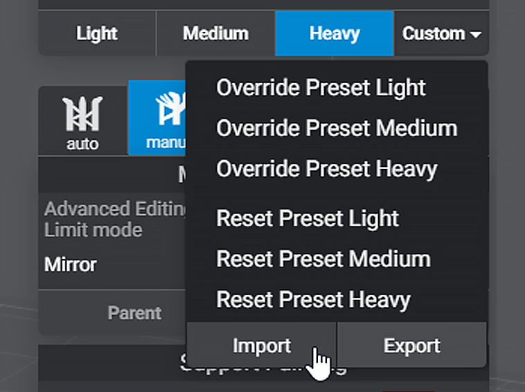 Supports Preset Supports Preset